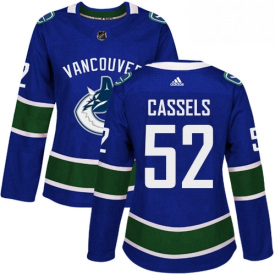 Womens Adidas Vancouver Canucks 52 Cole Cassels Authentic Blue Home NHL Jersey Womens Adidas Vancouver Canucks 52 Cole Cassels Authentic Blue Home NHL Jersey