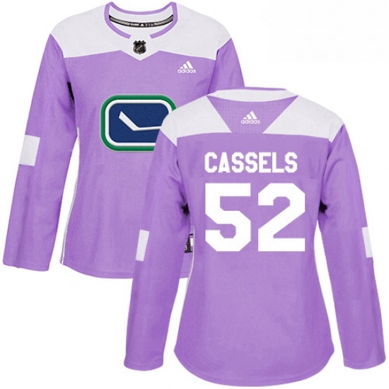 Womens Adidas Vancouver Canucks 52 Cole Cassels Authentic Purple Fights Cancer Practice NHL Jersey Womens Adidas Vancouver Canucks 52 Cole Cassels Authentic Purple Fights Cancer Practice NHL Jersey