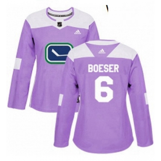 Womens Adidas Vancouver Canucks 6 Brock Boeser Authentic Purple Fights Cancer Practice NHL Jersey Womens Adidas Vancouver Canucks 6 Brock Boeser Authentic Purple Fights Cancer Practice NHL Jersey
