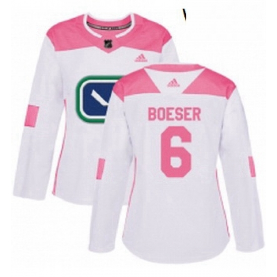 Womens Adidas Vancouver Canucks 6 Brock Boeser Authentic WhitePink Fashion NHL Jersey Womens Adidas Vancouver Canucks 6 Brock Boeser Authentic WhitePink Fashion NHL Jersey