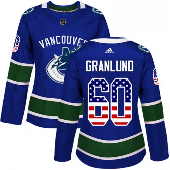 Womens Adidas Vancouver Canucks 60 Markus Granlund Authentic Blue USA Flag Fashion NHL Jersey Womens Adidas Vancouver Canucks 60 Markus Granlund Authentic Blue USA Flag Fashion NHL Jersey