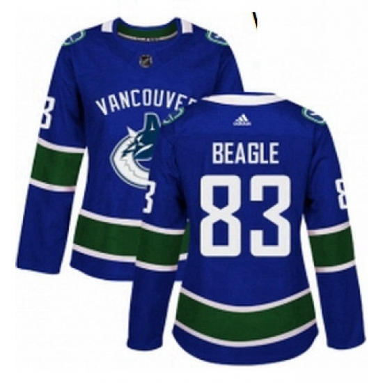 Womens Adidas Vancouver Canucks 83 Jay Beagle Authentic Blue Home NHL Jersey Womens Adidas Vancouver Canucks 83 Jay Beagle Authentic Blue Home NHL Jersey