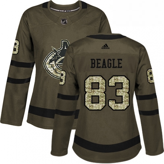 Womens Adidas Vancouver Canucks 83 Jay Beagle Authentic Green Salute to Service NHL Jersey Womens Adidas Vancouver Canucks 83 Jay Beagle Authentic Green Salute to Service NHL Jersey