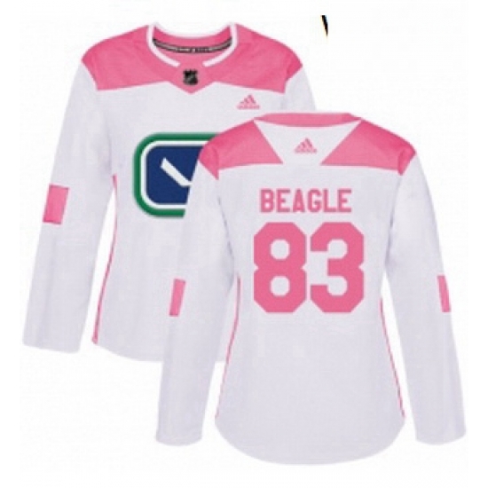 Womens Adidas Vancouver Canucks 83 Jay Beagle Authentic White Pink Fashion NHL Jersey Womens Adidas Vancouver Canucks 83 Jay Beagle Authentic White Pink Fashion NHL Jersey