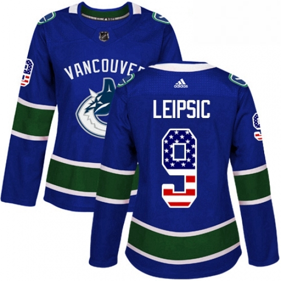 Womens Adidas Vancouver Canucks 9 Brendan Leipsic Authentic Blue USA Flag Fashion NHL Jerse Womens Adidas Vancouver Canucks 9 Brendan Leipsic Authentic Blue USA Flag Fashion NHL Jerse