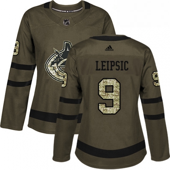 Womens Adidas Vancouver Canucks 9 Brendan Leipsic Authentic Green Salute to Service NHL Jerse Womens Adidas Vancouver Canucks 9 Brendan Leipsic Authentic Green Salute to Service NHL Jerse