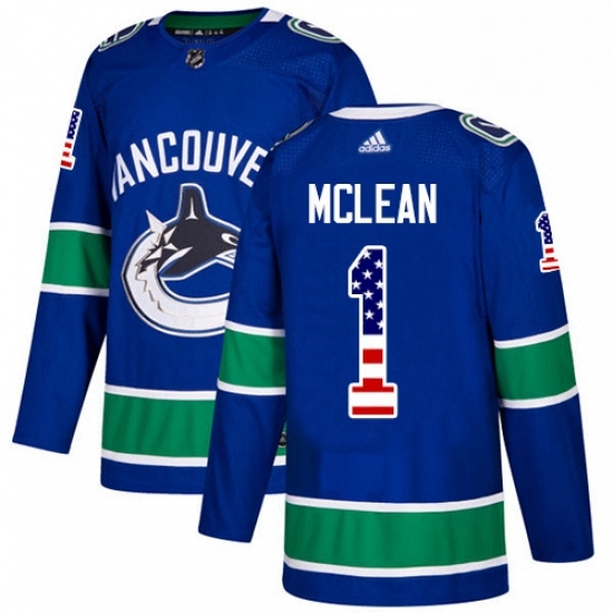 Youth Adidas Vancouver Canucks 1 Kirk Mclean Authentic Blue USA Flag Fashion NHL Jersey Youth Adidas Vancouver Canucks 1 Kirk Mclean Authentic Blue USA Flag Fashion NHL Jersey