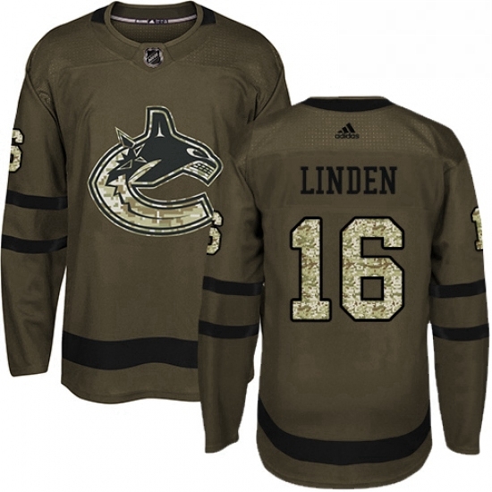 Youth Adidas Vancouver Canucks 16 Trevor Linden Authentic Green Salute to Service NHL Jersey Youth Adidas Vancouver Canucks 16 Trevor Linden Authentic Green Salute to Service NHL Jersey