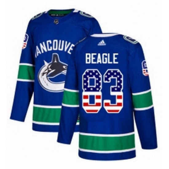 Youth Adidas Vancouver Canucks 83 Jay Beagle Authentic Blue USA Flag Fashion NHL Jersey Youth Adidas Vancouver Canucks 83 Jay Beagle Authentic Blue USA Flag Fashion NHL Jersey