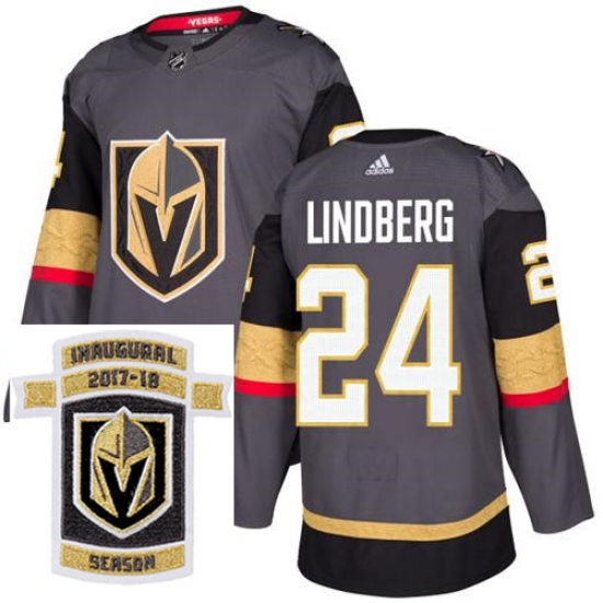 Adidas Golden Knights #24 Oscar Lindberg Grey Home Authentic Stitched NHL Inaugural Season Patch Jersey Adidas Golden Knights #24 Oscar Lindberg Grey Home Authentic Stitched NHL Inaugural Season Patch Jersey