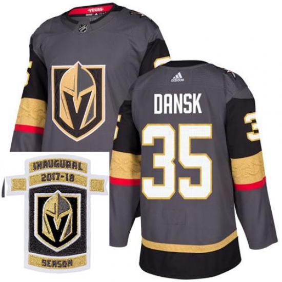 Adidas Golden Knights #35 Oscar Dansk Grey Home Authentic Stitched NHL Inaugural Season Patch Jersey Adidas Golden Knights #35 Oscar Dansk Grey Home Authentic Stitched NHL Inaugural Season Patch Jersey