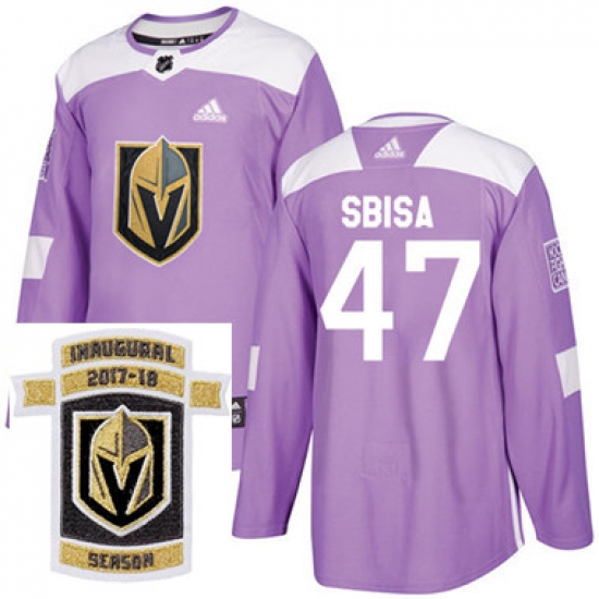 Adidas Golden Knights #47 Luca Sbisa Purple Authentic Fights Cancer Stitched NHL Inaugural Season Patch Jersey Adidas Golden Knights #47 Luca Sbisa Purple Authentic Fights Cancer Stitched NHL Inaugural Season Patch Jersey