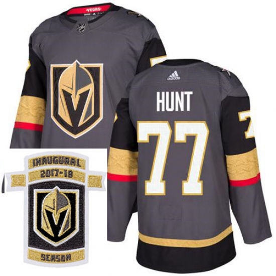 Adidas Golden Knights #77 Brad Hunt Grey Home Authentic Stitched NHL Inaugural Season Patch Jersey Adidas Golden Knights #77 Brad Hunt Grey Home Authentic Stitched NHL Inaugural Season Patch Jersey