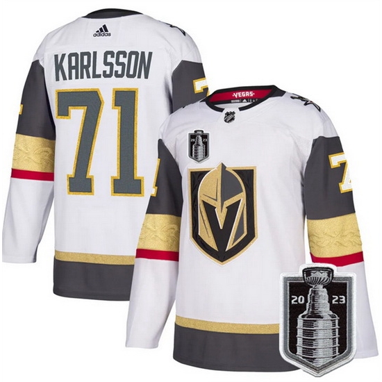 Men Vegas Golden Knights 71 William Karlsson White 2023 Stanley Cup Final Stitched Jersey Men Vegas Golden Knights 71 William Karlsson White 2023 Stanley Cup Final Stitched Jersey