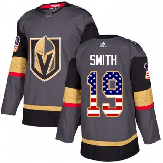 Mens Adidas Vegas Golden Knights 19 Reilly Smith Authentic Gray USA Flag Fashion NHL Jersey Mens Adidas Vegas Golden Knights 19 Reilly Smith Authentic Gray USA Flag Fashion NHL Jersey