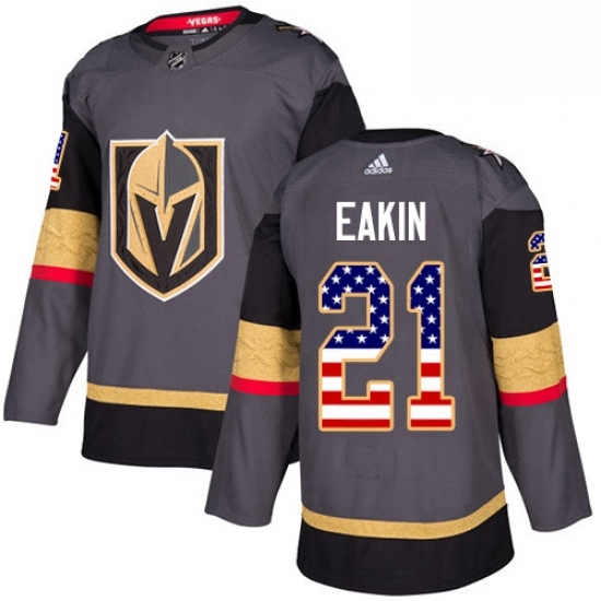 Mens Adidas Vegas Golden Knights 21 Cody Eakin Authentic Gray USA Flag Fashion NHL Jersey Mens Adidas Vegas Golden Knights 21 Cody Eakin Authentic Gray USA Flag Fashion NHL Jersey