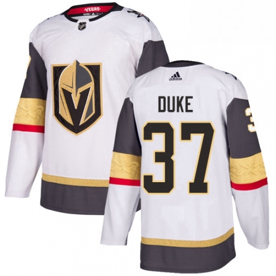 Mens Adidas Vegas Golden Knights 37 Reid Duke Authentic White Away NHL Jersey Mens Adidas Vegas Golden Knights 37 Reid Duke Authentic White Away NHL Jersey