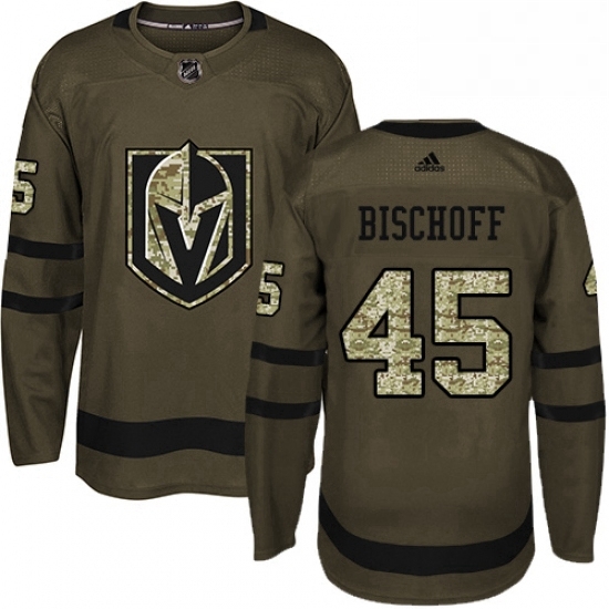 Mens Adidas Vegas Golden Knights 45 Jake Bischoff Authentic Green Salute to Service NHL Jersey Mens Adidas Vegas Golden Knights 45 Jake Bischoff Authentic Green Salute to Service NHL Jersey