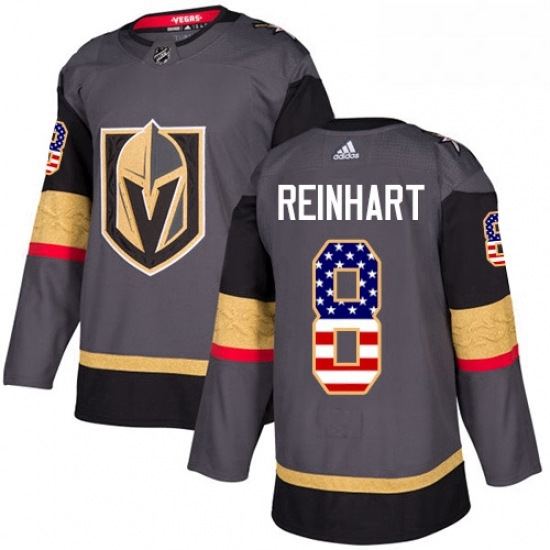 Mens Adidas Vegas Golden Knights 8 Griffin Reinhart Authentic Gray USA Flag Fashion NHL Jersey Mens Adidas Vegas Golden Knights 8 Griffin Reinhart Authentic Gray USA Flag Fashion NHL Jersey