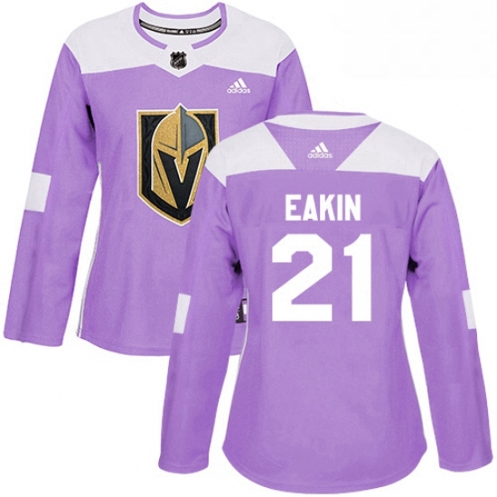 Womens Adidas Vegas Golden Knights 21 Cody Eakin Authentic Purple Fights Cancer Practice NHL Jersey Womens Adidas Vegas Golden Knights 21 Cody Eakin Authentic Purple Fights Cancer Practice NHL Jersey