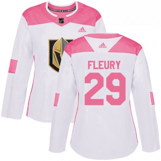 Womens Adidas Vegas Golden Knights 29 Marc Andre Fleury Authentic WhitePink Fashion NHL Jersey Womens Adidas Vegas Golden Knights 29 Marc Andre Fleury Authentic WhitePink Fashion NHL Jersey