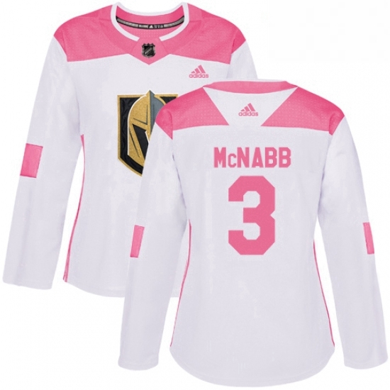 Womens Adidas Vegas Golden Knights 3 Brayden McNabb Authentic WhitePink Fashion NHL Jersey Womens Adidas Vegas Golden Knights 3 Brayden McNabb Authentic WhitePink Fashion NHL Jersey