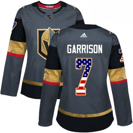 Womens Adidas Vegas Golden Knights 7 Jason Garrison Authentic Gray USA Flag Fashion NHL Jersey Womens Adidas Vegas Golden Knights 7 Jason Garrison Authentic Gray USA Flag Fashion NHL Jersey