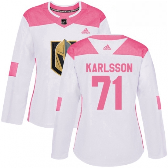 Womens Adidas Vegas Golden Knights 71 William Karlsson Authentic WhitePink Fashion NHL Jersey Womens Adidas Vegas Golden Knights 71 William Karlsson Authentic WhitePink Fashion NHL Jersey