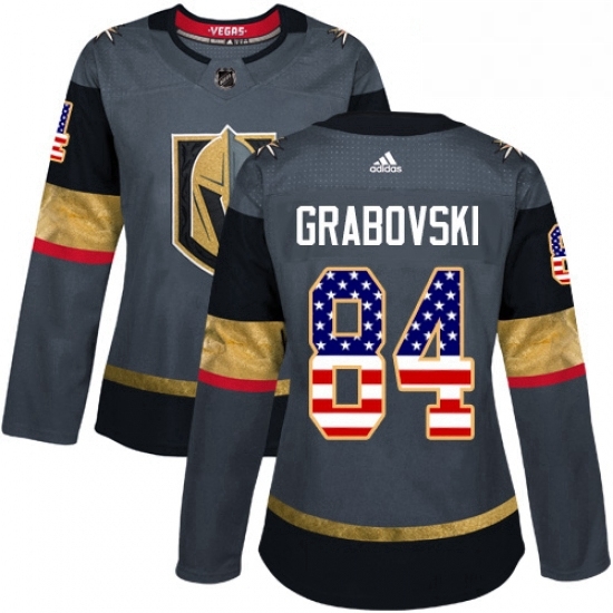 Womens Adidas Vegas Golden Knights 84 Mikhail Grabovski Authentic Gray USA Flag Fashion NHL Jersey Womens Adidas Vegas Golden Knights 84 Mikhail Grabovski Authentic Gray USA Flag Fashion NHL Jersey