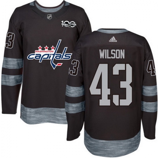 Capitals #43 Tom Wilson Black 1917 2017 100th Anniversary Stitched NHL Jersey
