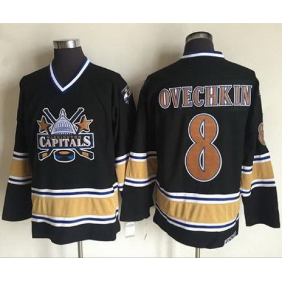 Capitals #8 Alex Ovechkin Black CCM Throwback Stitched NHL Jersey Capitals #8 Alex Ovechkin Black CCM Throwback Stitched NHL Jersey