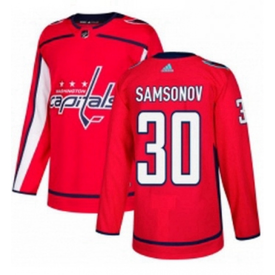 Mens Adidas Washington Capitals 30 Ilya Samsonov Authentic Red Home NHL Jersey 