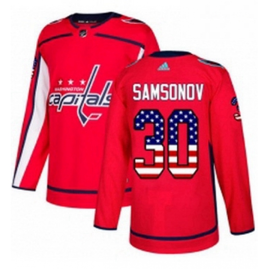 Mens Adidas Washington Capitals 30 Ilya Samsonov Authentic Red USA Flag Fashion NHL Jersey Mens Adidas Washington Capitals 30 Ilya Samsonov Authentic Red USA Flag Fashion NHL Jersey