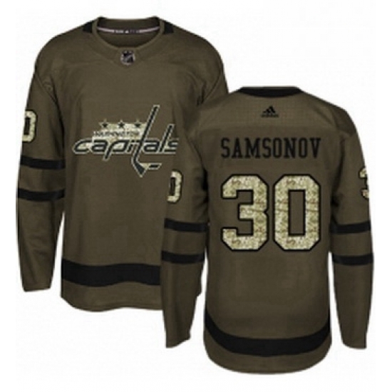 Mens Adidas Washington Capitals 30 Ilya Samsonov Premier Green Salute to Service NHL Jersey Mens Adidas Washington Capitals 30 Ilya Samsonov Premier Green Salute to Service NHL Jersey