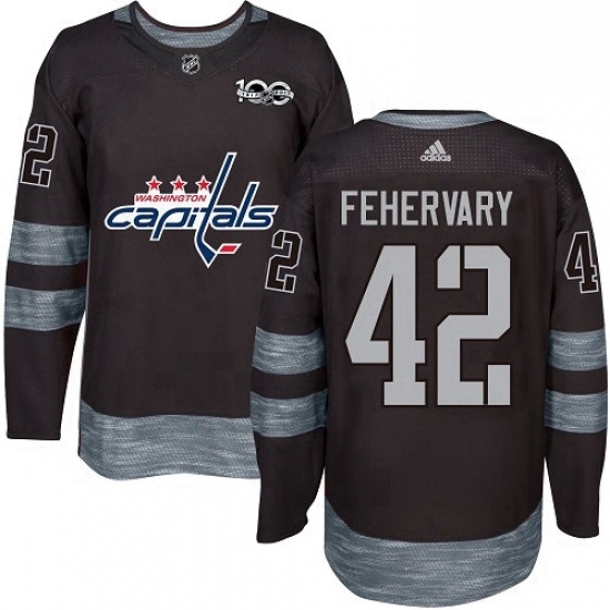 Mens Adidas Washington Capitals 42 Martin Fehervary Authentic Black 1917 2017 100th Anniversary NHL Jerse Mens Adidas Washington Capitals 42 Martin Fehervary Authentic Black 1917 2017 100th Anniversary NHL Jerse