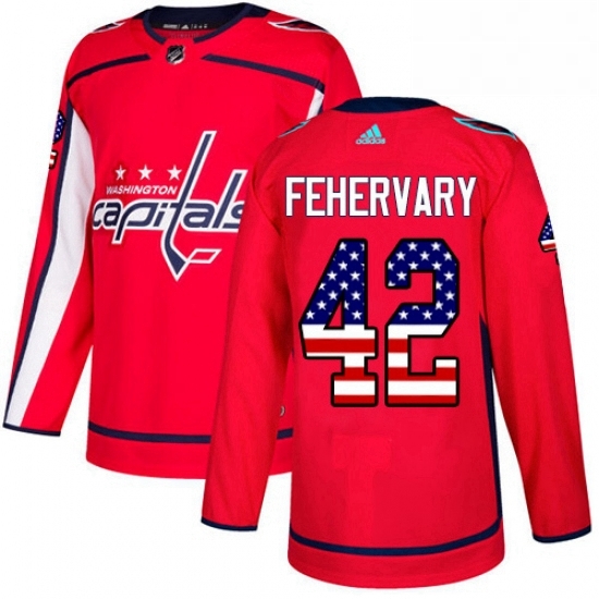 Mens Adidas Washington Capitals 42 Martin Fehervary Authentic Red USA Flag Fashion NHL Jersey Mens Adidas Washington Capitals 42 Martin Fehervary Authentic Red USA Flag Fashion NHL Jersey