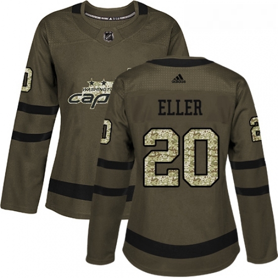 Womens Adidas Washington Capitals 20 Lars Eller Authentic Green Salute to Service NHL Jersey Womens Adidas Washington Capitals 20 Lars Eller Authentic Green Salute to Service NHL Jersey