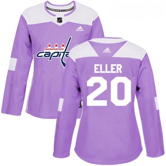 Womens Adidas Washington Capitals 20 Lars Eller Authentic Purple Fights Cancer Practice NHL Jersey Womens Adidas Washington Capitals 20 Lars Eller Authentic Purple Fights Cancer Practice NHL Jersey