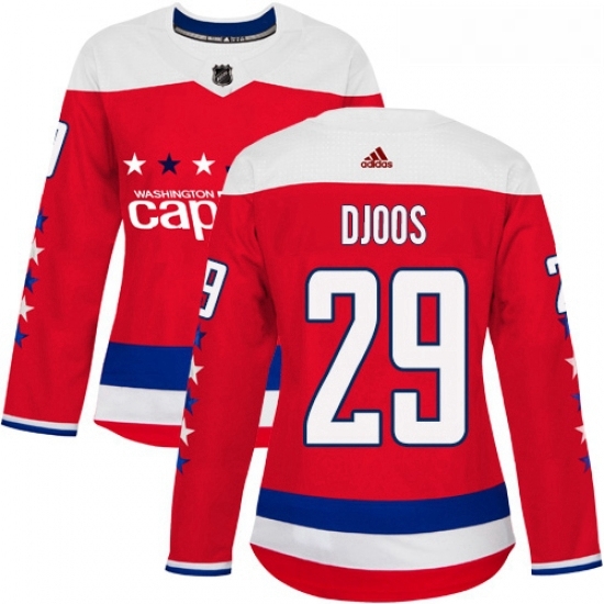 Womens Adidas Washington Capitals 29 Christian Djoos Authentic Red Alternate NHL Jersey Womens Adidas Washington Capitals 29 Christian Djoos Authentic Red Alternate NHL Jersey