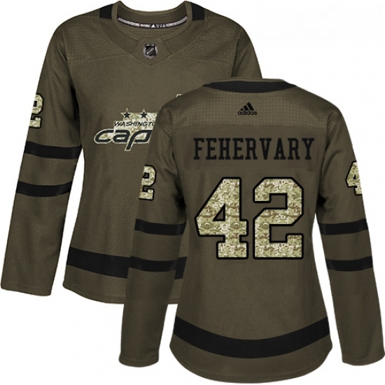 Womens Adidas Washington Capitals 42 Martin Fehervary Authentic Green Salute to Service NHL Jerse Womens Adidas Washington Capitals 42 Martin Fehervary Authentic Green Salute to Service NHL Jerse