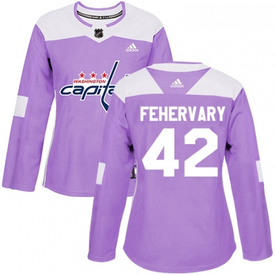 Womens Adidas Washington Capitals 42 Martin Fehervary Authentic Purple Fights Cancer Practice NHL Jerse Womens Adidas Washington Capitals 42 Martin Fehervary Authentic Purple Fights Cancer Practice NHL Jerse
