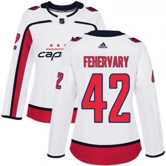 Womens Adidas Washington Capitals 42 Martin Fehervary Authentic White Away NHL Jerse Womens Adidas Washington Capitals 42 Martin Fehervary Authentic White Away NHL Jerse