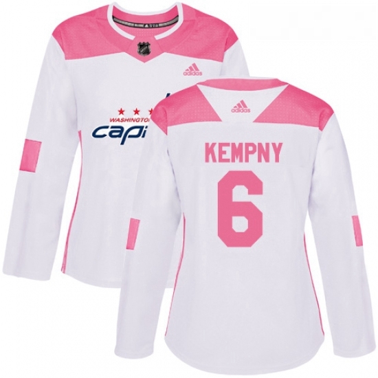 Womens Adidas Washington Capitals 6 Michal Kempny Authentic White Pink Fashion NHL Jerse Womens Adidas Washington Capitals 6 Michal Kempny Authentic White Pink Fashion NHL Jerse
