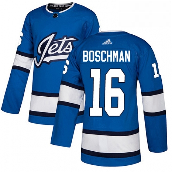 Mens Adidas Winnipeg Jets 16 Laurie Boschman Authentic Blue Alternate NHL Jersey Mens Adidas Winnipeg Jets 16 Laurie Boschman Authentic Blue Alternate NHL Jersey
