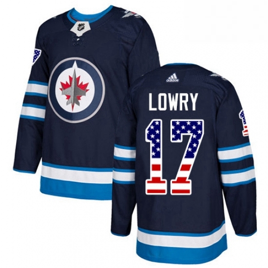 Mens Adidas Winnipeg Jets 17 Adam Lowry Authentic Navy Blue USA Flag Fashion NHL Jersey Mens Adidas Winnipeg Jets 17 Adam Lowry Authentic Navy Blue USA Flag Fashion NHL Jersey