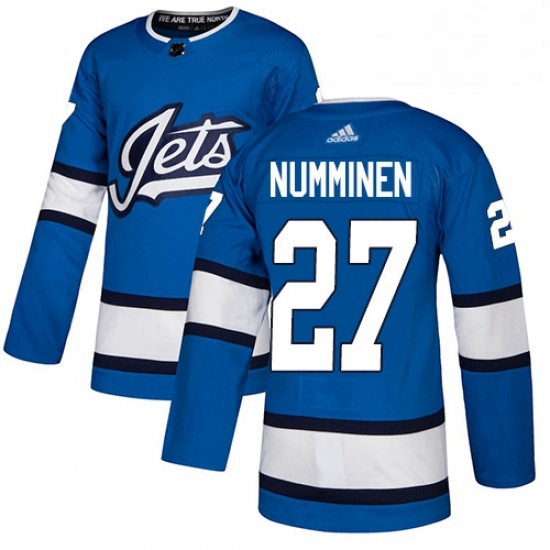 Mens Adidas Winnipeg Jets 27 Teppo Numminen Authentic Blue Alternate NHL Jersey Mens Adidas Winnipeg Jets 27 Teppo Numminen Authentic Blue Alternate NHL Jersey