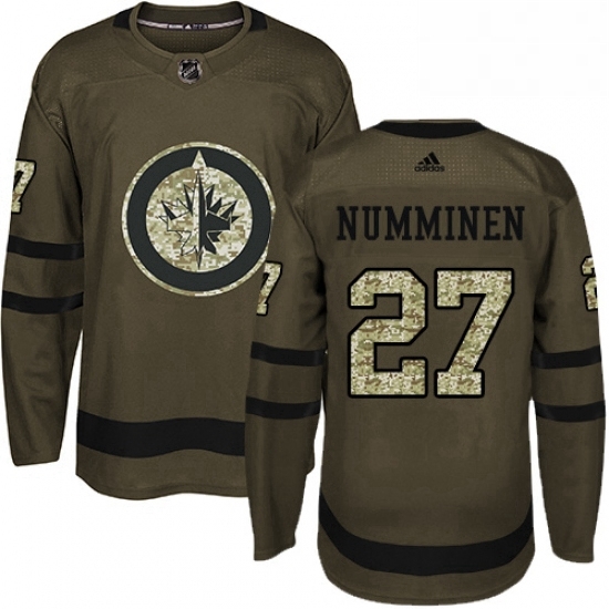 Mens Adidas Winnipeg Jets 27 Teppo Numminen Premier Green Salute to Service NHL Jersey Mens Adidas Winnipeg Jets 27 Teppo Numminen Premier Green Salute to Service NHL Jersey