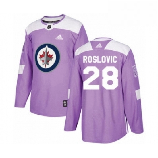 Mens Adidas Winnipeg Jets 28 Jack Roslovic Authentic Purple Fights Cancer Practice NHL Jersey Mens Adidas Winnipeg Jets 28 Jack Roslovic Authentic Purple Fights Cancer Practice NHL Jersey
