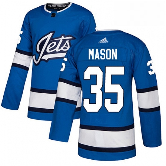 Mens Adidas Winnipeg Jets 35 Steve Mason Authentic Blue Alternate NHL Jersey Mens Adidas Winnipeg Jets 35 Steve Mason Authentic Blue Alternate NHL Jersey