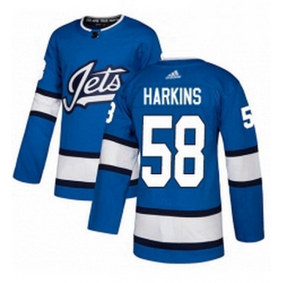 Mens Adidas Winnipeg Jets 58 Jansen Harkins Authentic Blue Alternate NHL Jersey Mens Adidas Winnipeg Jets 58 Jansen Harkins Authentic Blue Alternate NHL Jersey